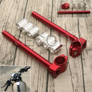 7/8'' Red Adjustable CNC Clip On Handlebars Fork Tube 280mm Bars Motorcycle - Picture 1 of 6