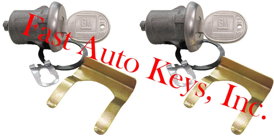 NEW PAIR OLDSMOBILE OEM DOOR LOCK KEYED CYLINDER W/2 OEM GM LOGO KEYS TO MATCH - Image 1 of 4