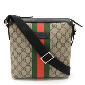GUCCI Messenger Bag Shoulder Sherry Line GG Supreme  Web Stripe Beige Black - Picture 1 of 12