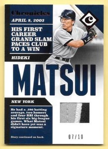 2017 Panini Chronicles Swatches Red #HM Hideki Matsui 3 Color Patch Card #07/10