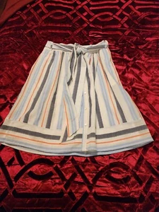 EDC Striped Skirt, Size 6, Button Down 100% Cotton, runs small - Picture 1 of 15