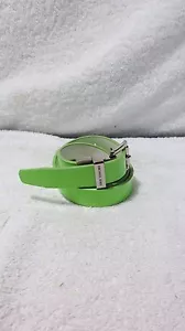 NEON GREEN MINT MICHAEL KORS THIN LADIES BELT WHITE LEATHER SILVER BUCKLE 32-36" - Picture 1 of 1