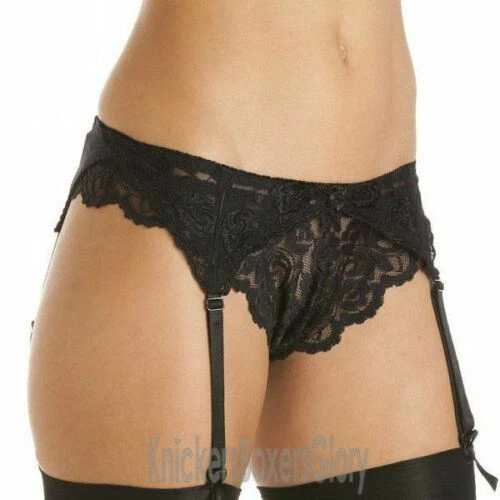 Narrow Lace Suspender Belt and Stockings Black Red White Size 6 8 10 12 14 - Image 1 of 1