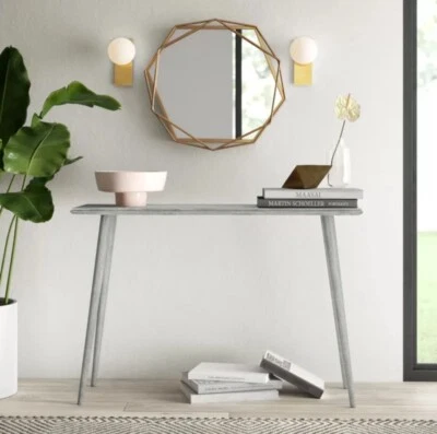 Mid Century Modern Gray Solid Wood Console Table 💕 - Image 1 of 2