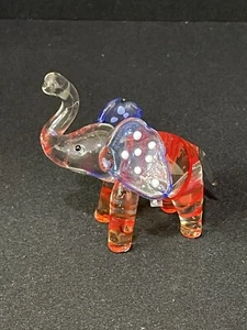Lenox Art Glass American Flag Trunk Up Elephant - Picture 1 of 8