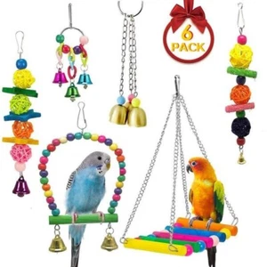 6Pcs Jouet Perroquet Perruche Oiseau Balançoire Déchiquetage Perchoirs Jouets - Picture 1 of 6