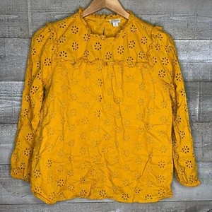 J Crew small yellow eyelet floral spring top - Picture 1 of 4