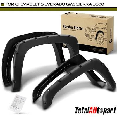 4Pcs Fender Flares for Chevrolet Silverado GMC Sierra 1500 2500 3500 Front Rear  - Image 1 of 4