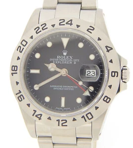 Reloj de acero inoxidable Rolex Explorer II Date para hombre con esfera negra 40 mm 16570 - Imagen 1 de 7