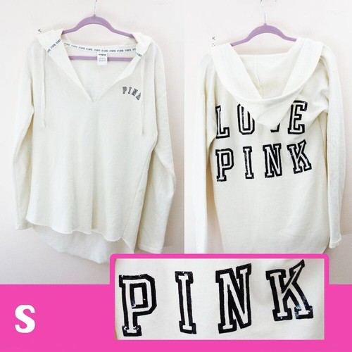 UNDERCOVER Victoria's Secret ROSA "LOVE PINK" tunica oversize in pile con cappuccio (S) nuova senza etichette!