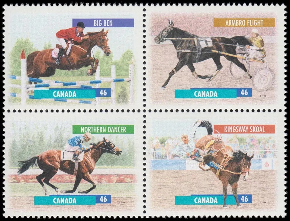 Canada - Scott 1791-1794 - Block - Canadian Horses - 1999 - Image 1 of 1