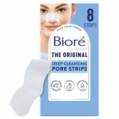 Biore Deep Cleansing Pore Strips Original – Blackhead Remover – 8 Count - Image 1 of 4