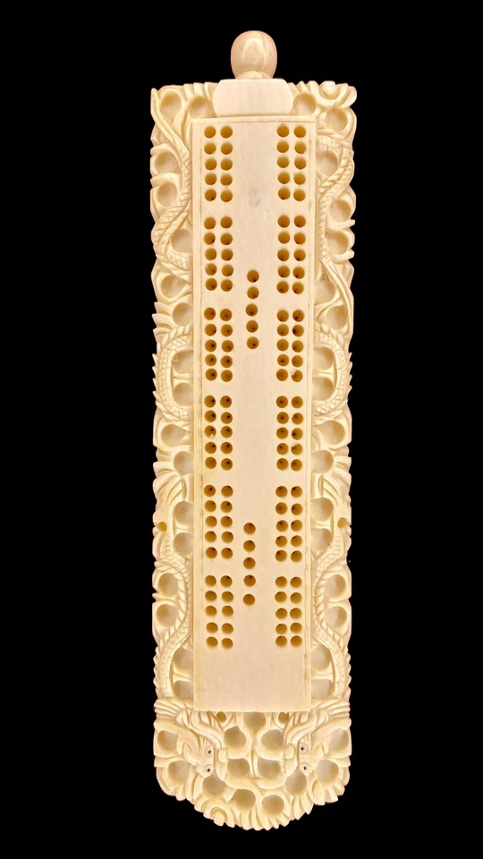 Antiguo tablero de cuna chino tallado a mano del siglo XIX - Juego raro y completo Foto 1 de 4