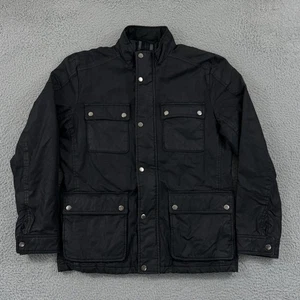 J.Crew Jacket Mens Medium Black Coated Field Utility Plaid Lined Chore Outdoor - Picture 1 of 12