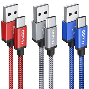 USB C Charger Cable 3Pack, 2M USB A to USB C Cable Fast Charging Nylon Braided U - Picture 1 of 6