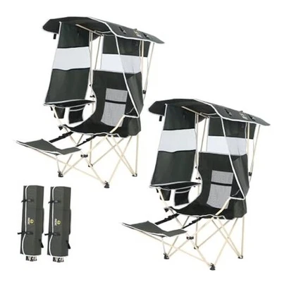  Silla con dosel, sillas paraguas, silla con cortinas, paquete de 2 verdes con reposapiés Foto 1 de 4