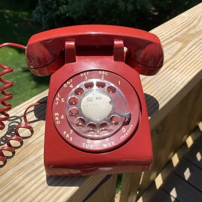 Teléfono de escritorio vintage Bell System Western Electric dial giratorio 500 DM rojo oscuro Foto 1 de 4