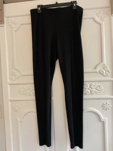 H M Basic Women Leggings Large Black Cotton Blend Pull On Stretch Casual Pants - Picture 1 of 8