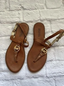 Michael Kors-Size 6.5-Women's Sondra Thong Sandal Flat Shoes - Brown Camel - Picture 1 of 9