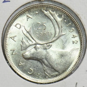 Canada 1942 25 Cents Caribou animal BU 240881 combine shipping - Picture 1 of 2