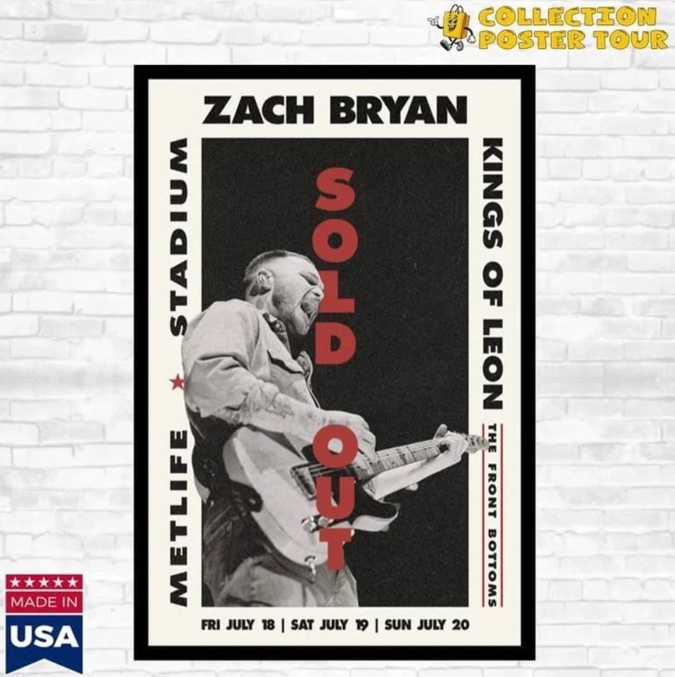 Zach Bryan East Rutherford, NJ July 18-20 2025 Concert Poster