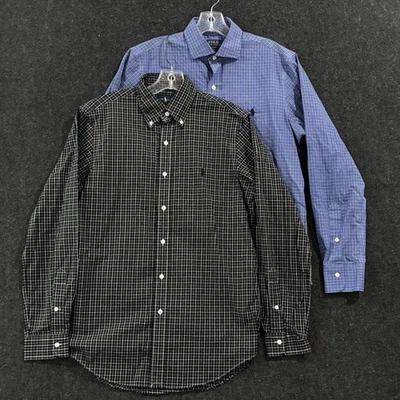 Ralph Lauren Shirt Men's Small Blue Black Plaid Preppy Casual Lot of 2 - Image 1 of 4