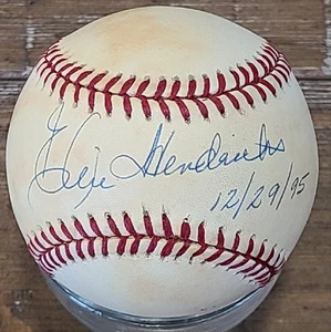 ELROD HENDRICKS SIGNED OAL BUDIG BASEBALL YANKEES ORIOLES DEC - Picture 1 of 2
