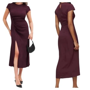 Vestido Reformation Frasier ciruela borgoña midi talla grande 22 nuevo con etiquetas $248 - Imagen 1 de 6