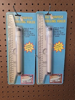 VINTAGE ORIGINAL All Purpose Rolling Ruler 6 Instruments In One - 2 Pk NIP - Image 1 of 2