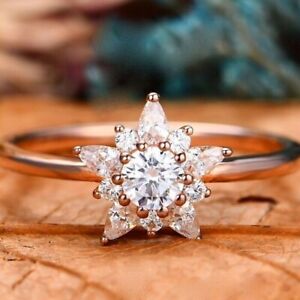 14K Rose Gold Plated 2.10CT Round Cut HPHT Diamond Engagement Ring Lab Created
