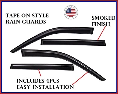 TAPE ON SMOKED Rain Guards Window Visors Deflectors FOR Cadillac Deville 00-05 - Image 1 of 4
