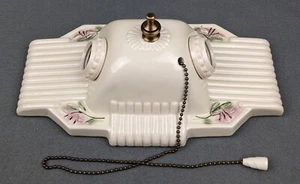 Porcelain PORCELIER 2-Bulb Ceiling Light, Rewired, Pull Switch, Art Deco & MCM - Picture 1 of 10
