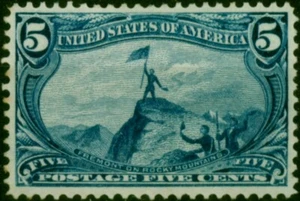 U.S.A 1898 Trans-Mississippi 5c Deep Blue SG294 Fine MM - Picture 1 of 1