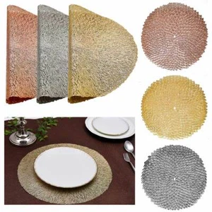 4 Pc Round Woven Placemat Vinyl Decor Table Protection Textile Mat - Picture 1 of 1