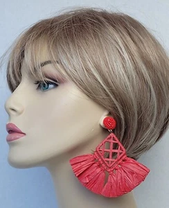 BAUBLEBAR Statement Fashion Red Fringe Lightweight Dangle Drop Pierced Earrings - Picture 1 of 4