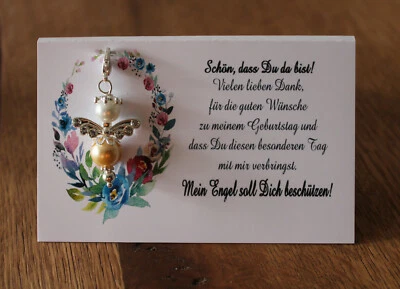 10 Tarjetas Perlas Ángel Colgante Estrás Blumenreigen Cumpleaños Comunión - Imagen 1 de 4