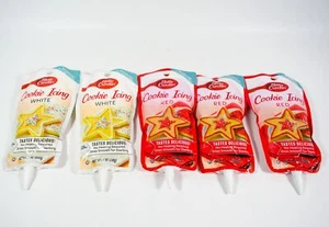 5 Betty Crocker 3 RED/ 2 WHITE Cookie Icing 7 ounce pack Ready to use 06/01/2025 - Picture 1 of 3