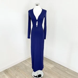 Kookai Sereya Maxi Dress Womens AU 8 FR 36 Navy Night Long Sleeve Bodycon New - Picture 1 of 10