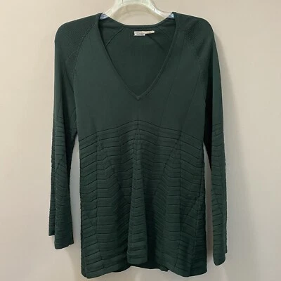 Blusa túnica LEON MAX feminina tamanho grande edição limitada verde gola V manga sino - Imagem 1 de 4
