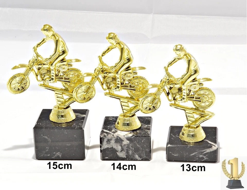 EIGENMARKE Motocross - Enduro - Cross Trophäe/Pokal 3er set oder einzeln incl. Beschriftung