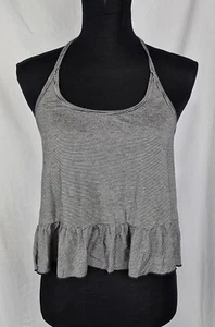 Volcom Striped Tiered Y2K Grunge Halter Cropped Women's Tank Top sz M - Picture 1 of 8