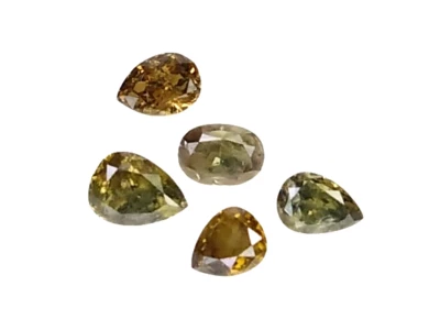 0.58CTS Yellow natural diamond oval pear si3 clarity 5pcs - Image 1 of 2