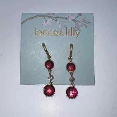Pendientes Lineales Triple Gota Rojo y Transparente Tono Dorado Lona & Lilly Poste Trasero Nuevos con Etiquetas Foto 1 de 3