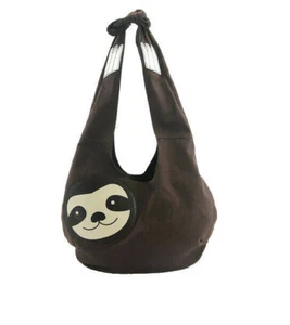 Hanging Sloth Hobo Sling Purse Bag Canvas 19" Max Tie Strap Brown - Picture 1 of 3