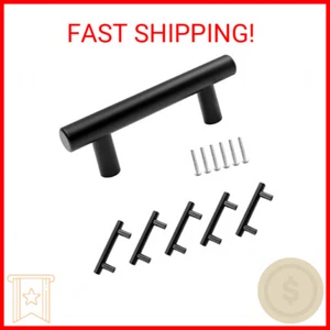 6 Stück Schubladengriffe 2-1/2 Zoll Lochmitte, mattschwarz Schrankgriffe Küche C - Bild 1 von 2