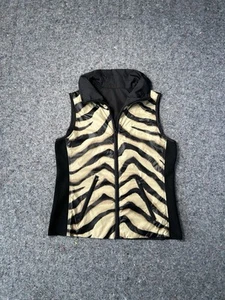 Lauren Ralph Lauren Puffer Vest Reversible Black Tan Animal TIger Print Size M - Picture 1 of 10