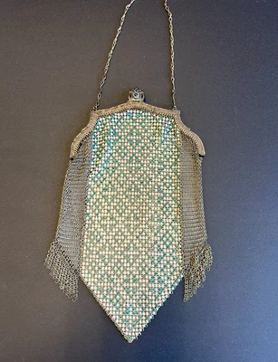 Bolsa de malha esmaltada vintage Art Deco Whiting e Davis - Para reparo - Imagem 1 de 4