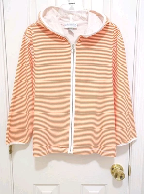 全新 Chadwicks Real Comfort 球衣 针织拉链连帽夹克 XL 橙色 白色 3/4 Slv — 第 1/4 张图片