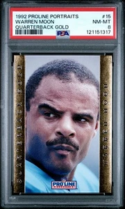 1992 Proline Portraits Warren Moon Quarterback Gold Card PSA 8 NM-MT #15 - Picture 1 of 2