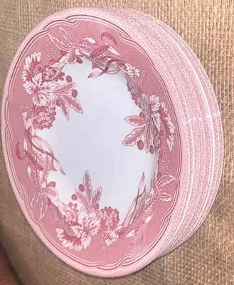 VTG ‘04 Set 8 Spode X Williams Sonoma Fulham Red TransferWare 6.5” Plates Eng - Image 1 of 4